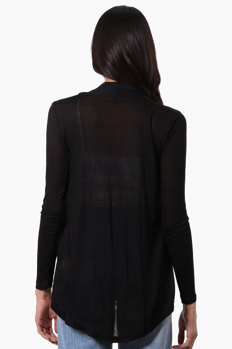 Magazine Long Sleeve Open Wrap Cardigan - Black - Image 3