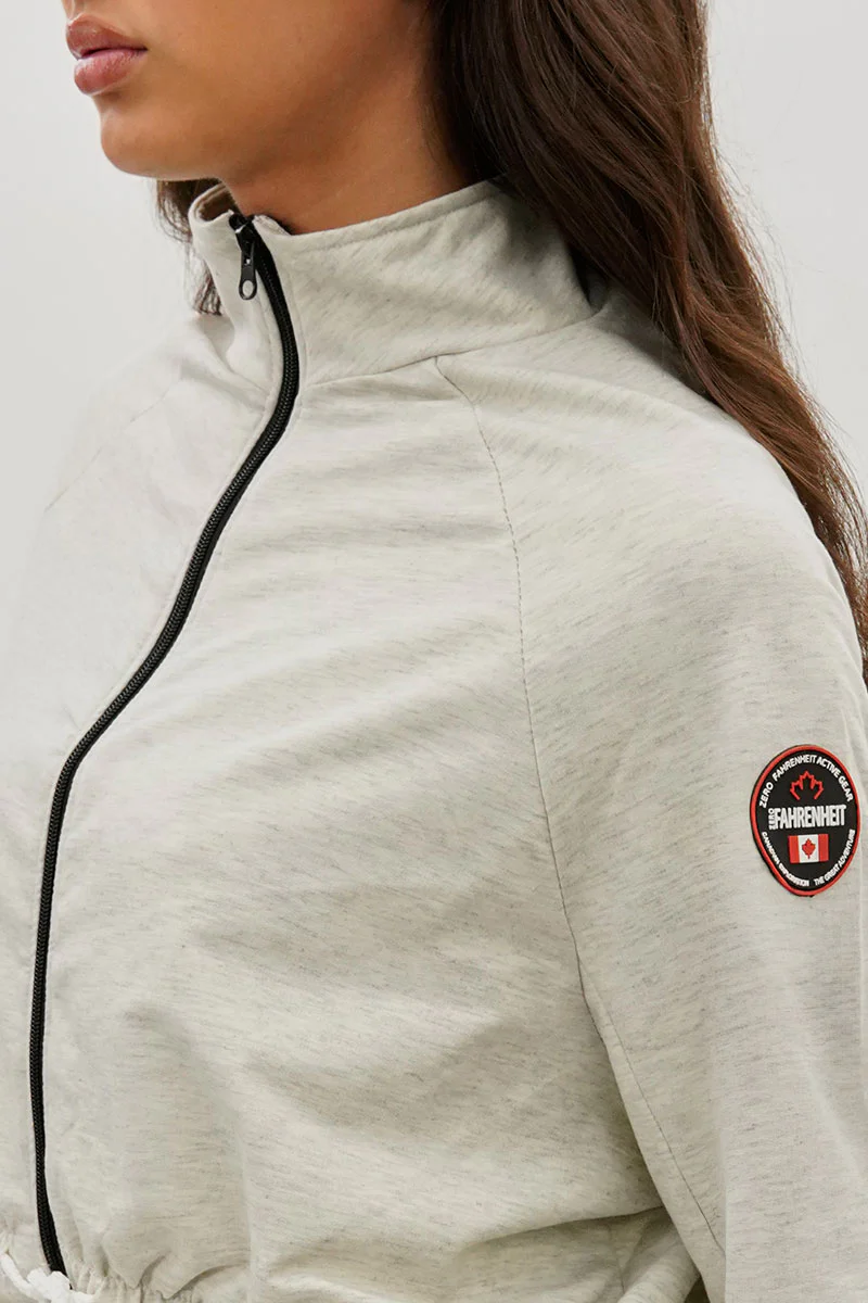 Fahrenheit Cropped Drawstring Lightweight Jacket - Cream - Image 4
