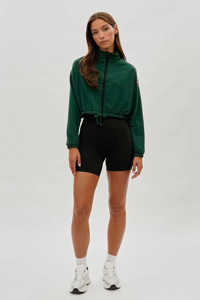 Fahrenheit Cropped Drawstring Lightweight Jacket - Green - Image 5