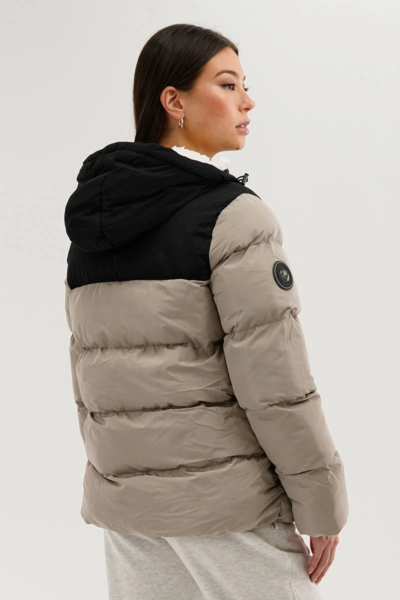 Super Triple Goose Colour Block Bomber Jacket - Beige - Image 3