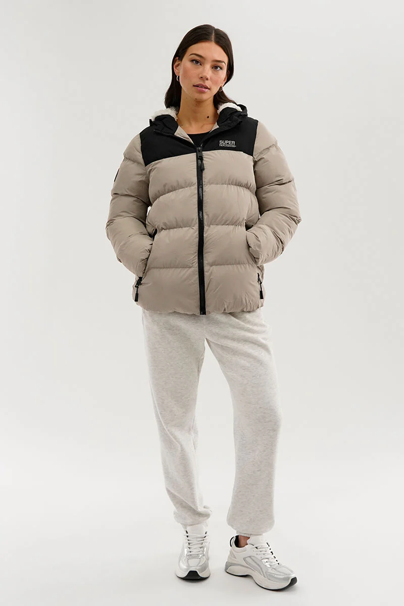 Super Triple Goose Colour Block Bomber Jacket - Beige - Image 5