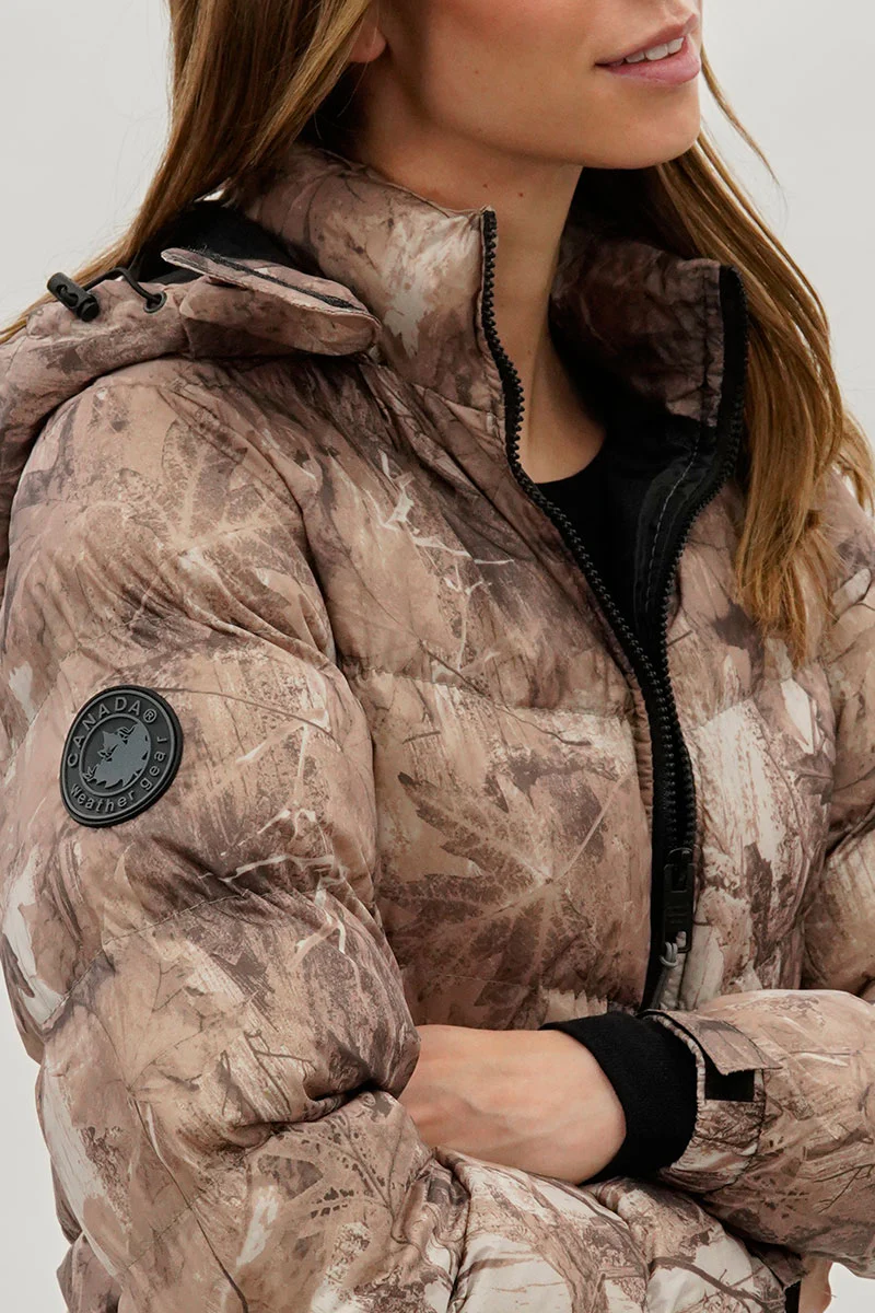 Canada Weather Gear Camo Print Chevron Bomber Jacket - Brown - Image 4