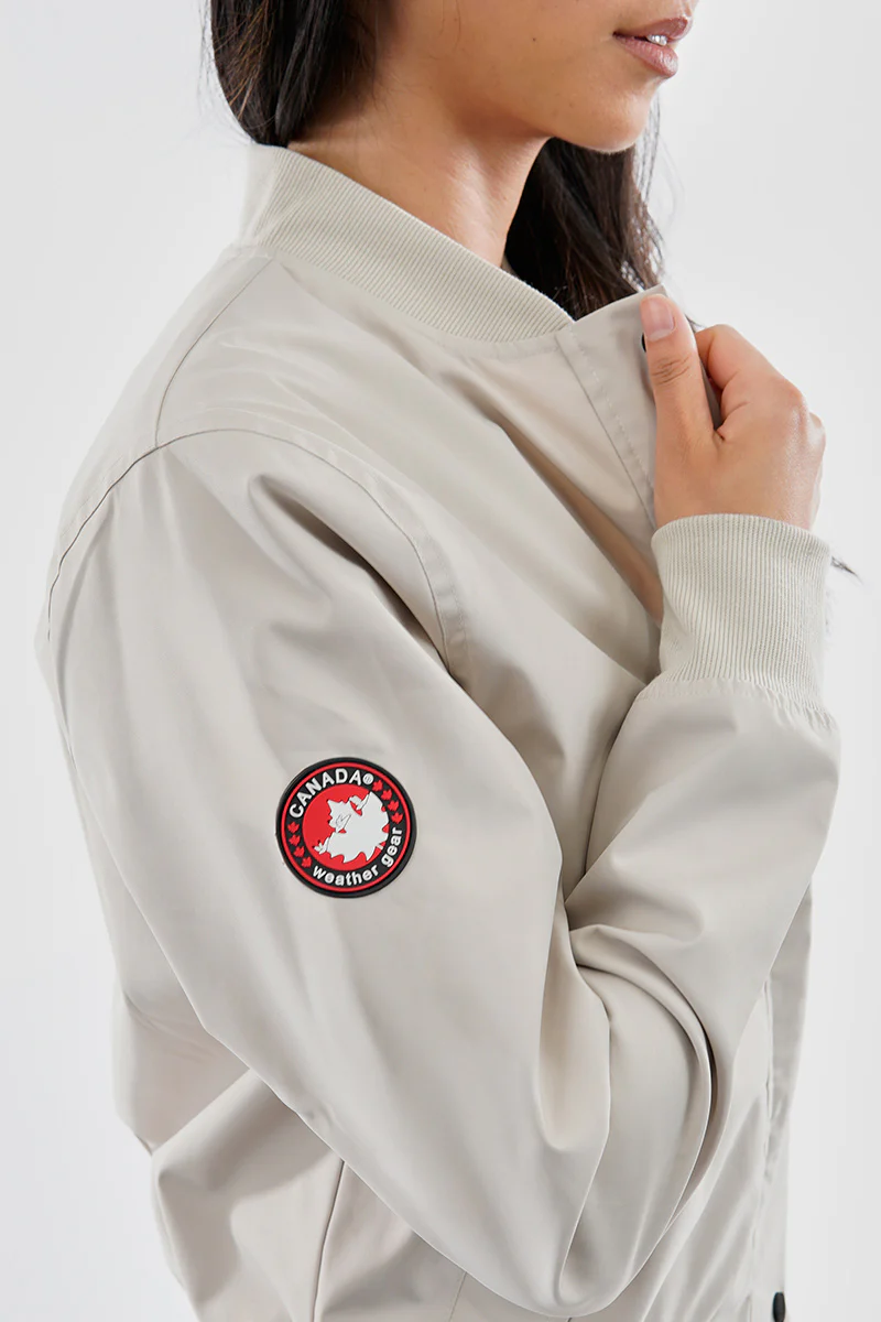 Canada Weather Gear Basic Zip Up Bomber Lightweight Jacket - Cream - Image 4