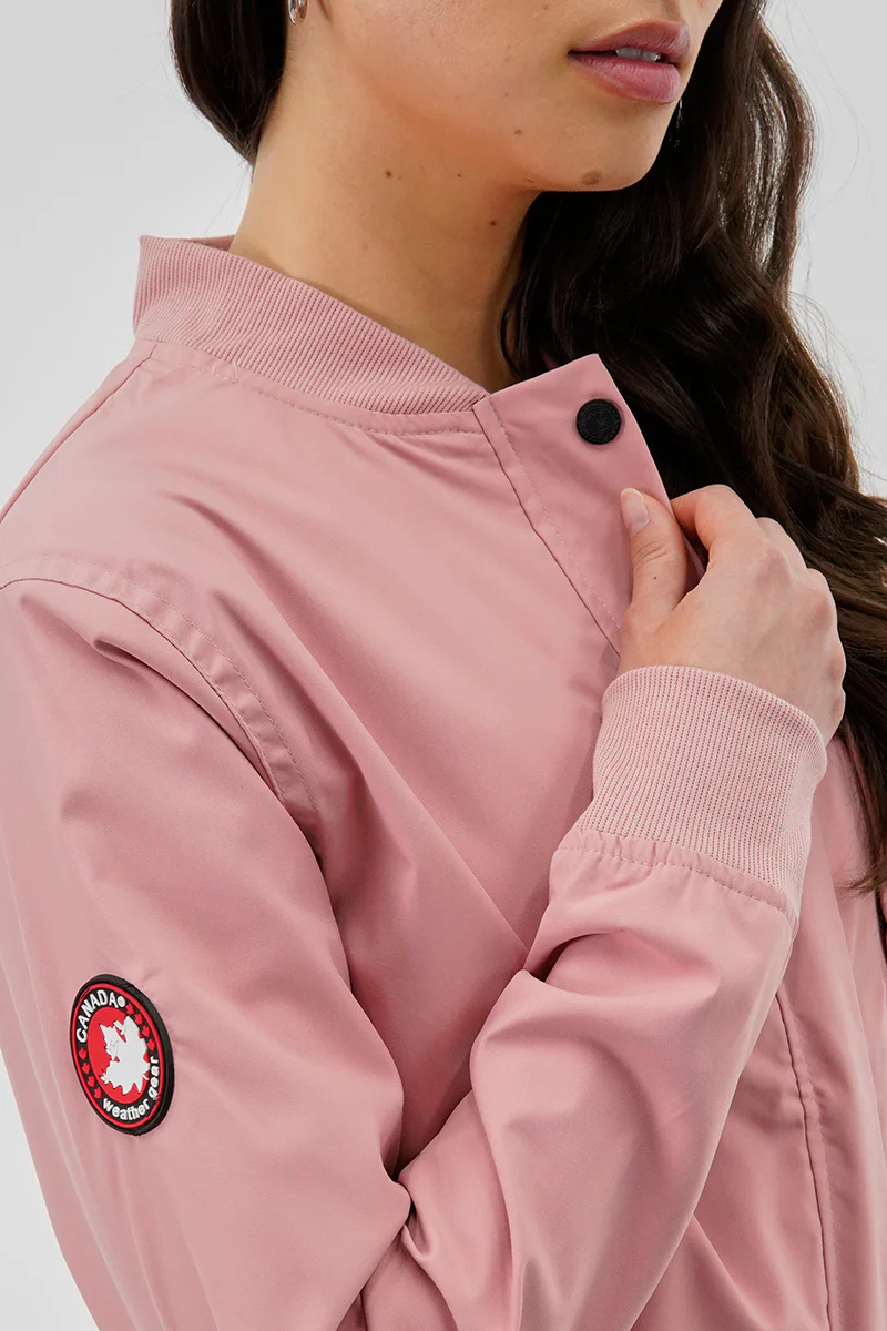 Canada Weather Gear Basic Zip Up Bomber Lightweight Jacket - Pink - Image 4