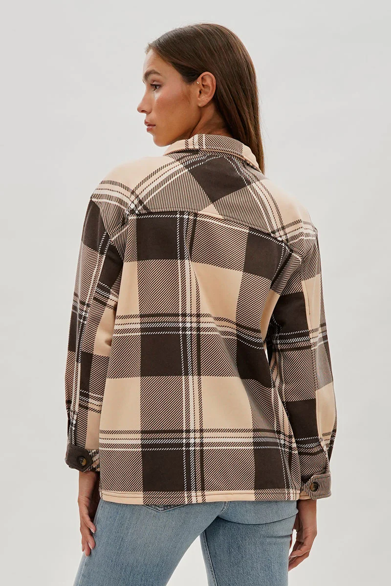 Canada Weather Gear Plaid Button Up Lightweight Jacket - Beige - Image 3