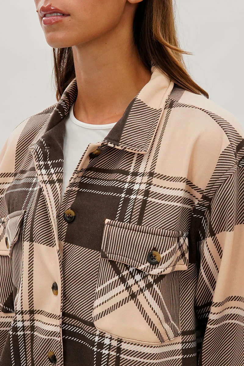 Canada Weather Gear Plaid Button Up Lightweight Jacket - Beige - Image 4