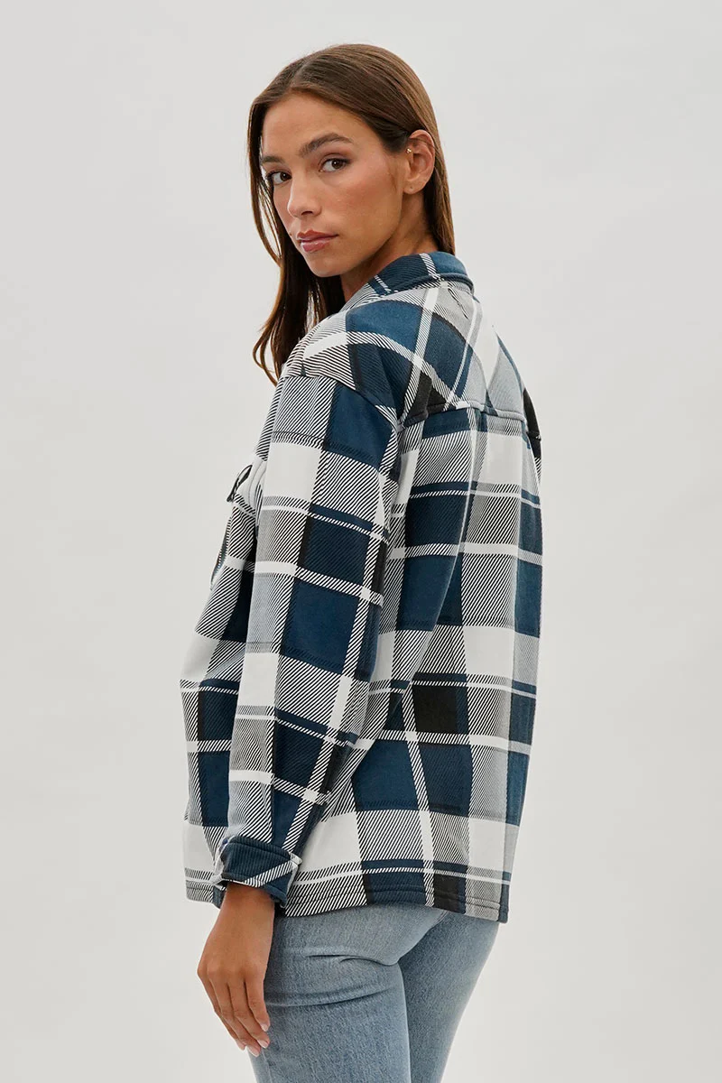 Canada Weather Gear Plaid Button Up Lightweight Jacket - Teal - Image 3