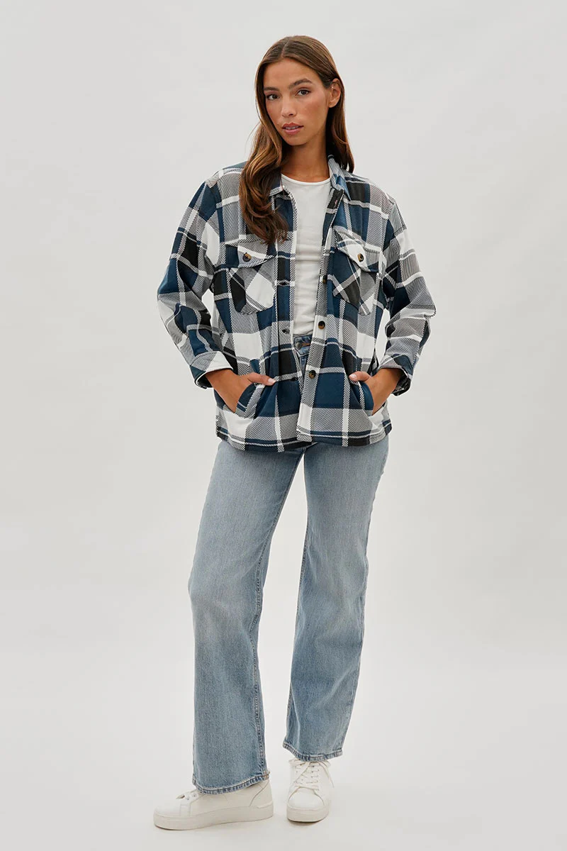 Canada Weather Gear Plaid Button Up Lightweight Jacket - Teal - Image 5