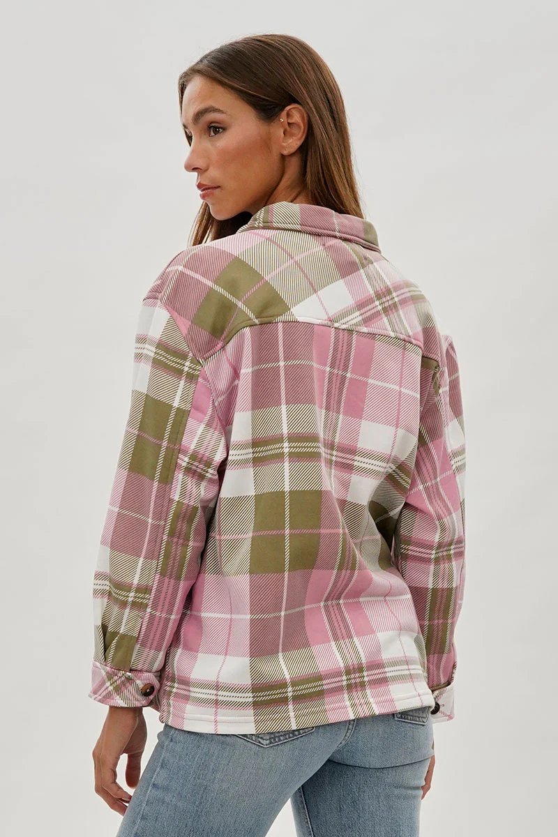 Canada Weather Gear Plaid Button Up Lightweight Jacket - Pink - Image 3