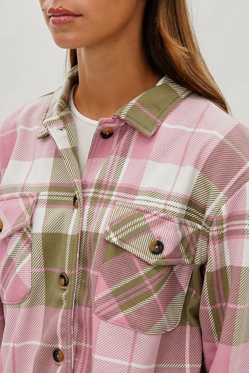 Canada Weather Gear Plaid Button Up Lightweight Jacket - Pink - Image 4