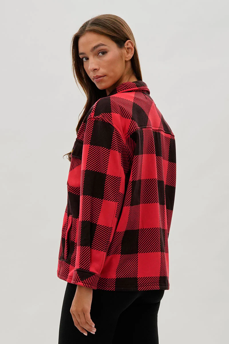 Canada Weather Gear Plaid Button Up Lightweight Jacket - Red - Image 3