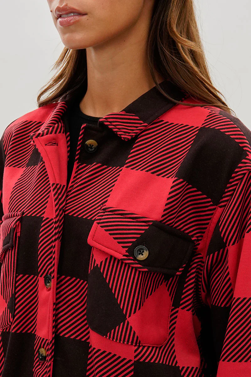 Canada Weather Gear Plaid Button Up Lightweight Jacket - Red - Image 4