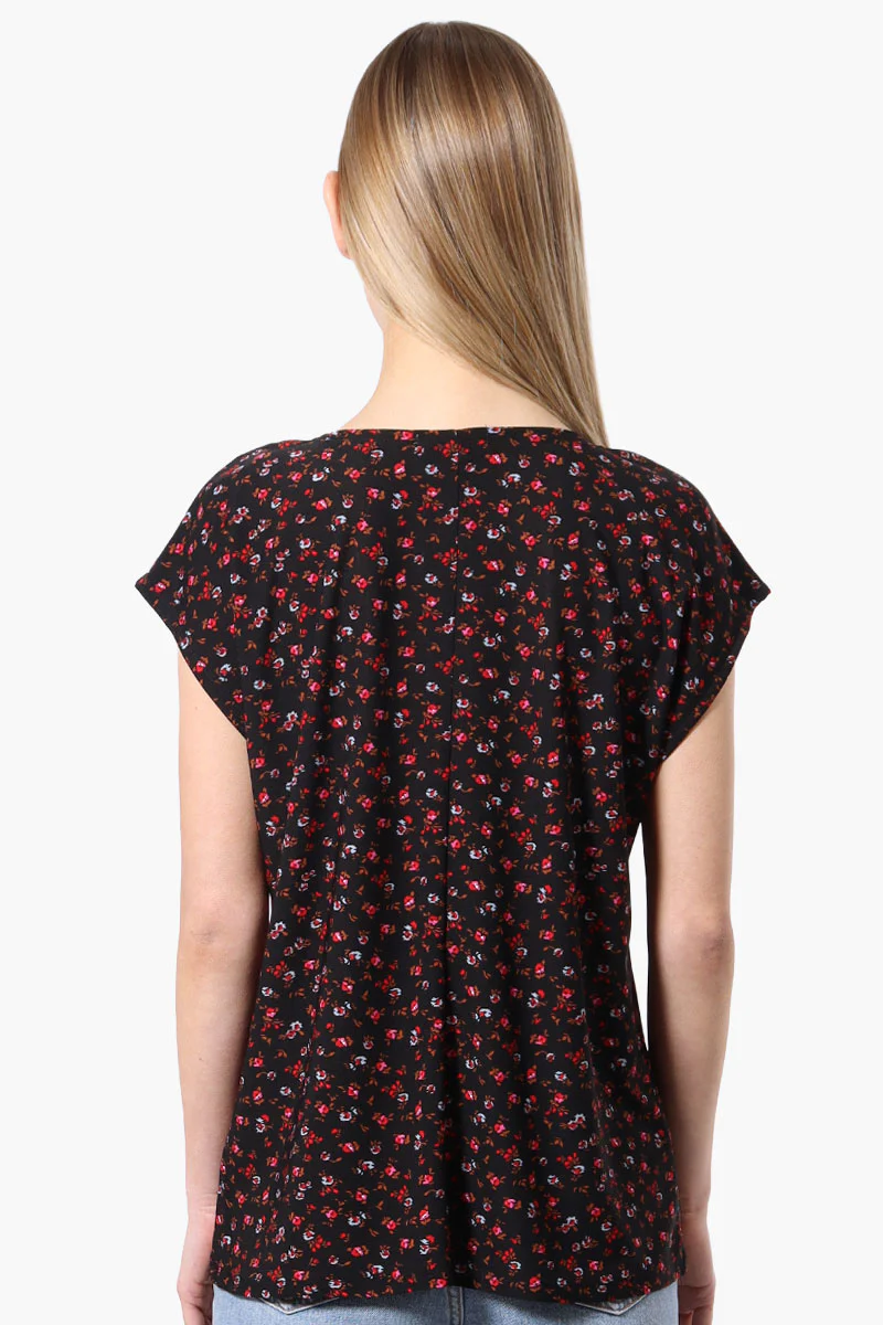 Beechers Brook Floral Cap Sleeve Tee - Black - Image 3