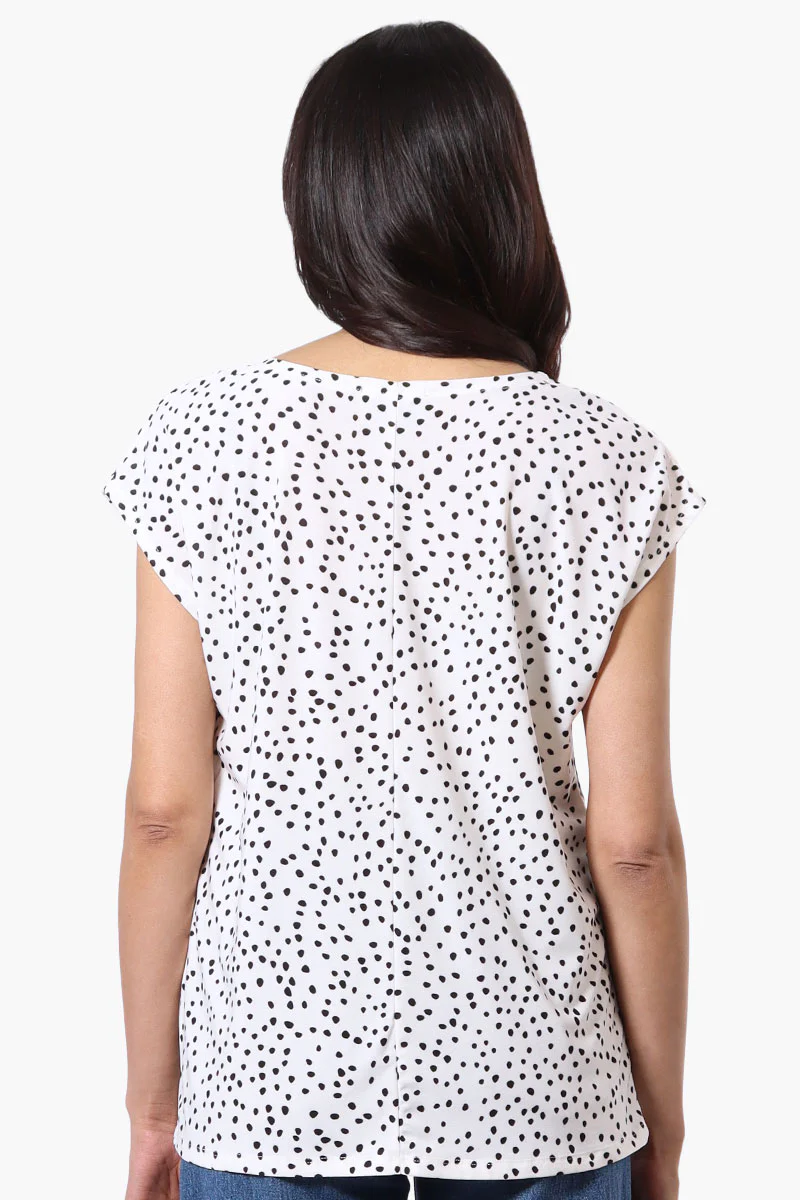 Beechers Brook Dotted Cap Sleeve Tee - White - Image 3