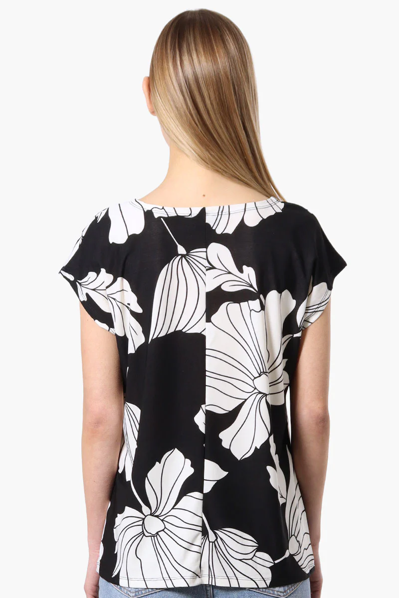 Beechers Brook Floral Cap Sleeve Tee - Black - Image 3