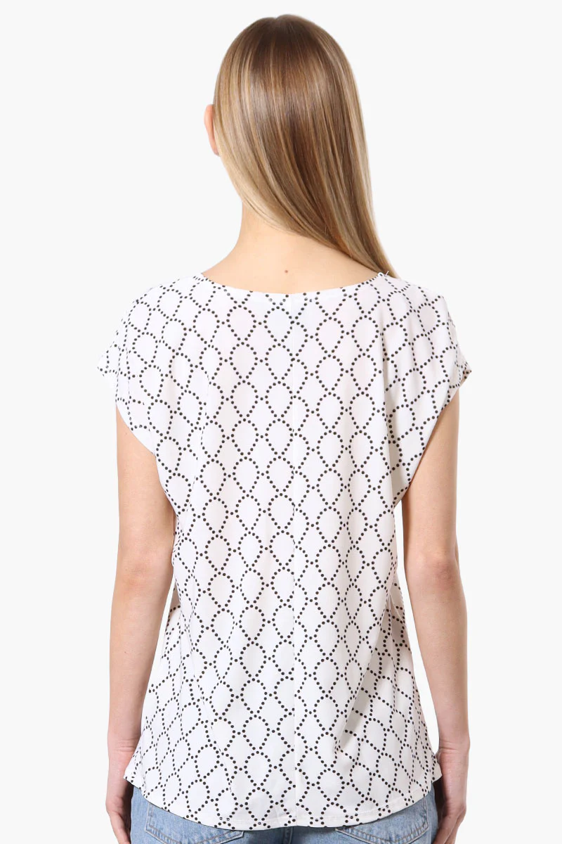 Beechers Brook Patterned Cap Sleeve Tee - White - Image 3