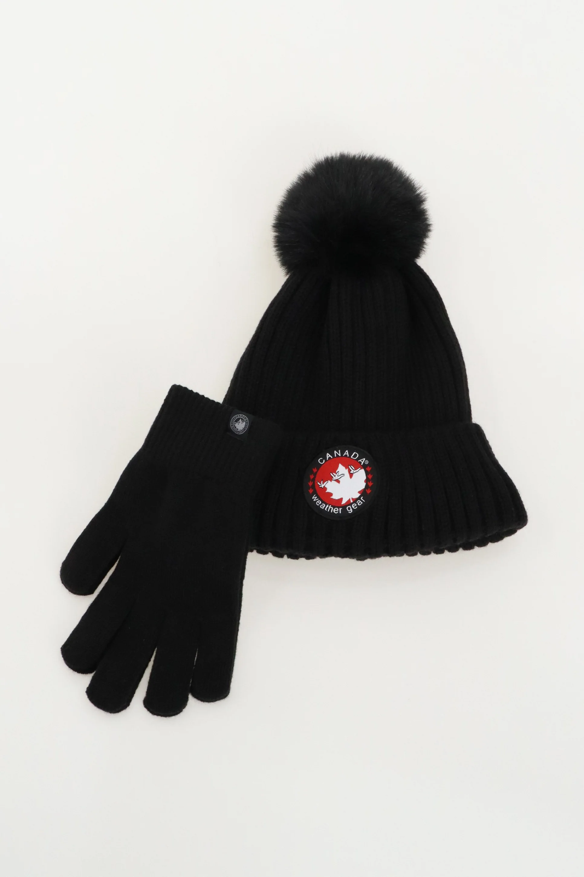 Canada Weather Gear Gloves and Pom Pom Hat - Black - Image 4