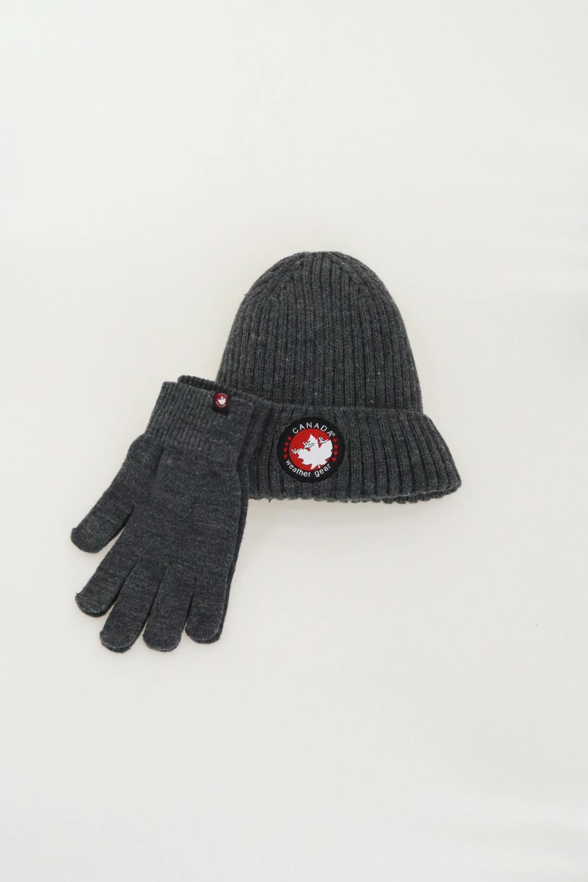 Canada Weather Gear Gloves and Ribbed Knit Hat - Grey - Image 4