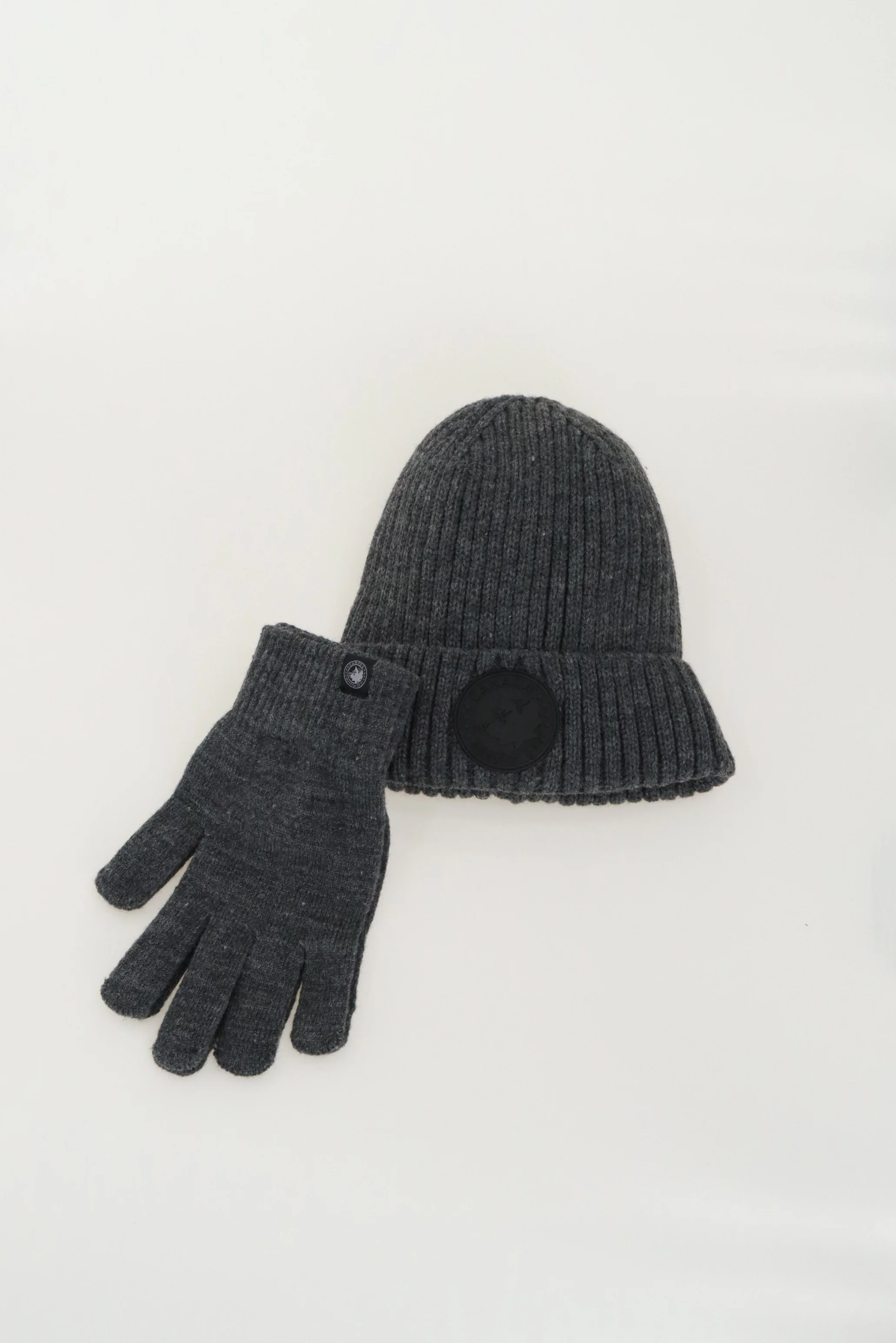 Canada Weather Gear Gloves and Ribbed Knit Hat - Grey - Image 4