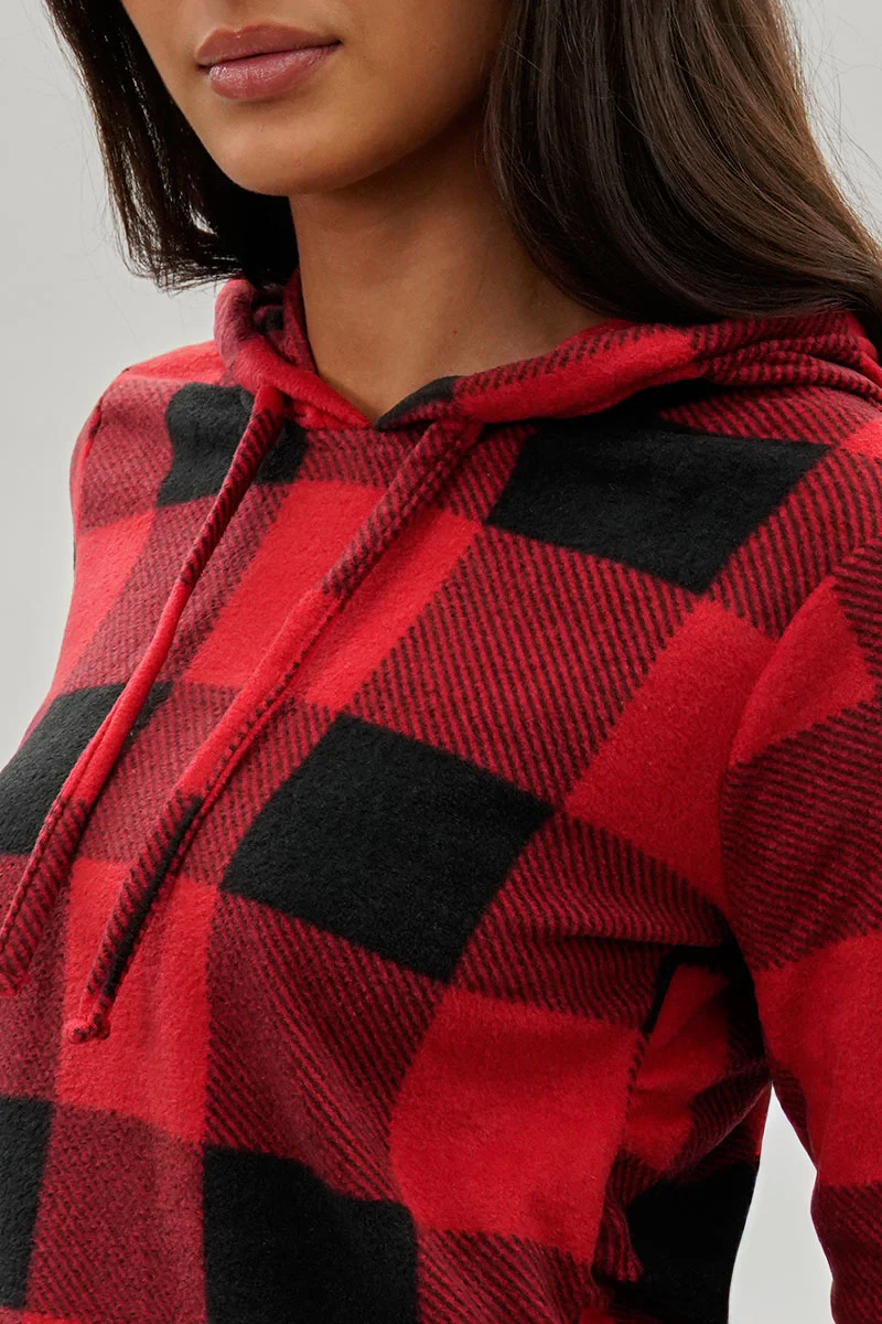 Canada Weather Gear Plaid Hooded Pajama Top - Red - Image 4