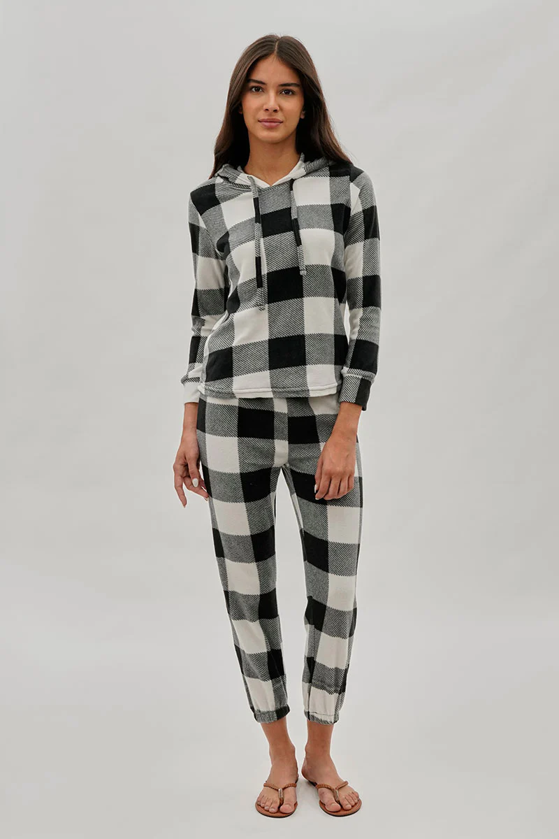 Canada Weather Gear Plaid Hooded Pajama Top - White - Image 5
