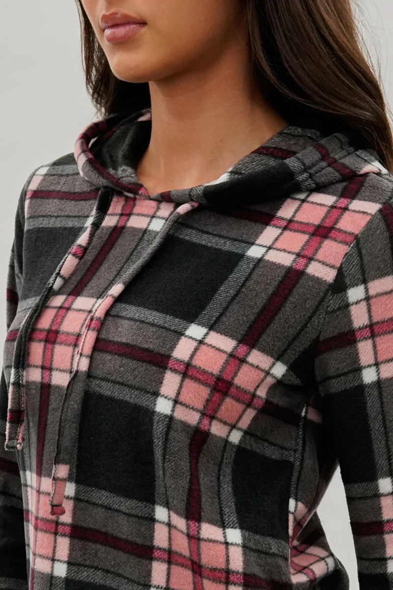 Canada Weather Gear Plaid Hooded Pajama Top - Black - Image 4