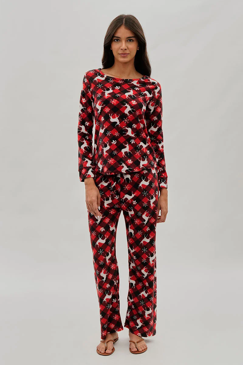 Canada Weather Gear Festive Print Crewneck Pajama Top - Red - Image 5