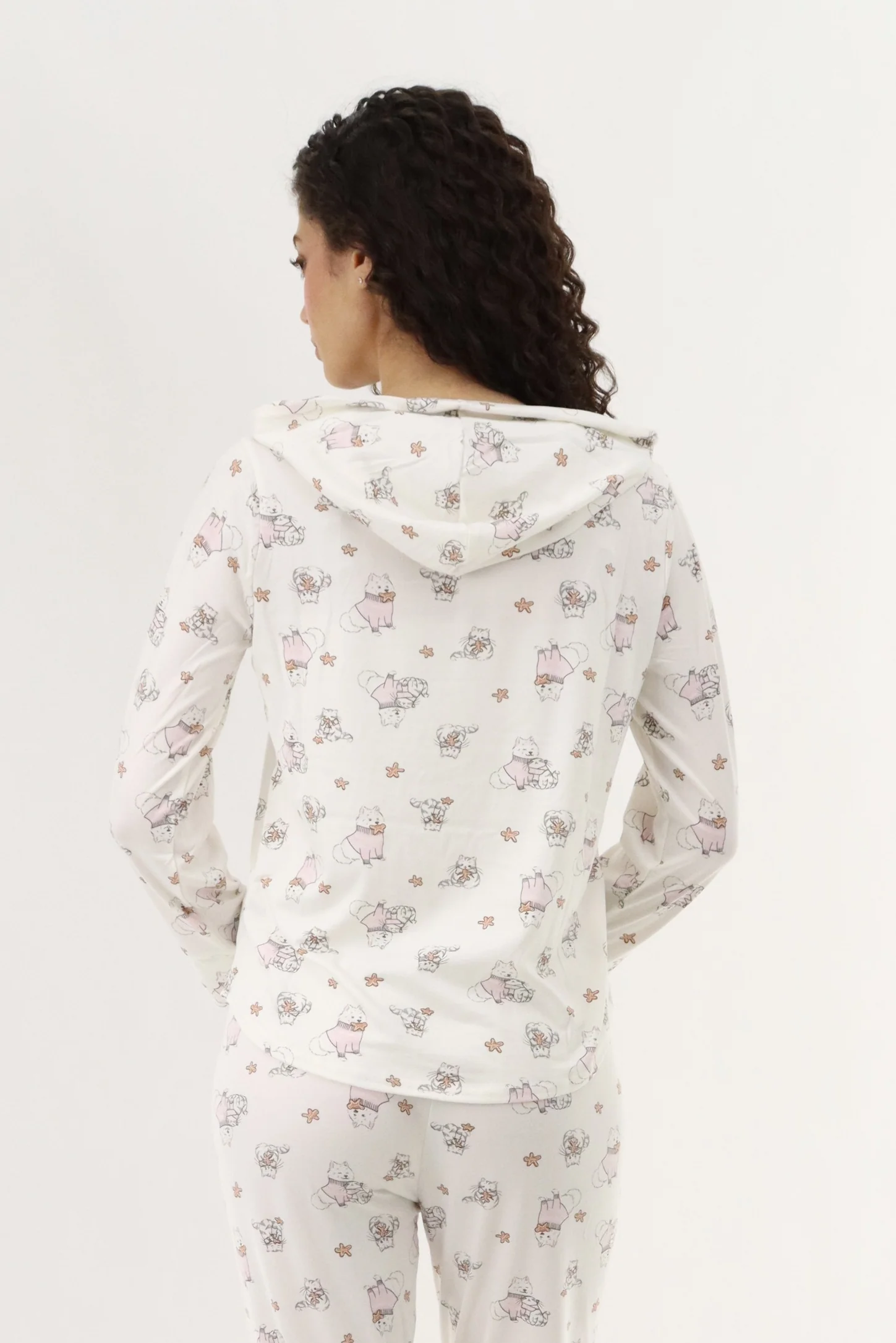 Canada Weather Gear Printed Hooded Pajama Top - White - Image 3