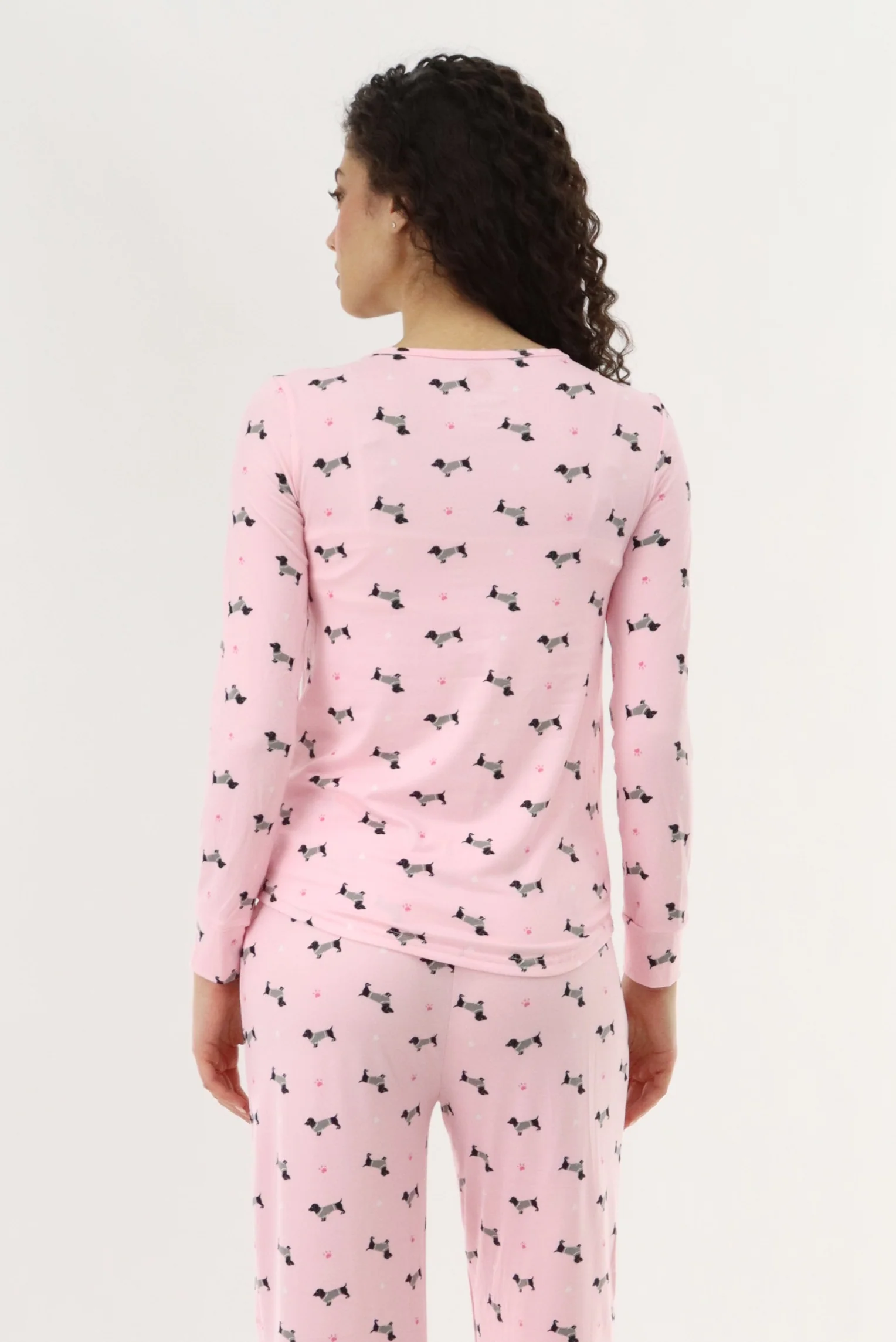Canada Weather Gear Long Sleeve Dog Print Pajama Top - Pink - Image 3