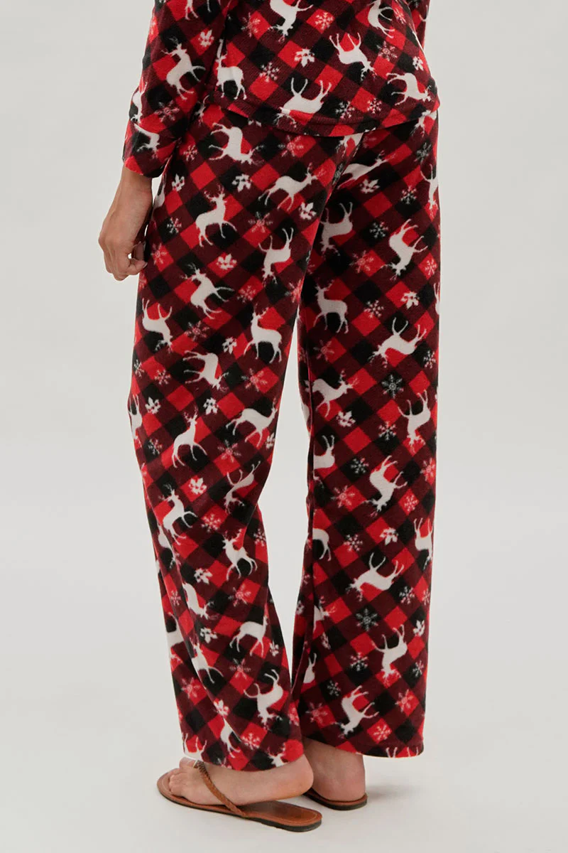 Canada Weather Gear Festive Print Wide Leg Pajama Pants - Red - Image 3