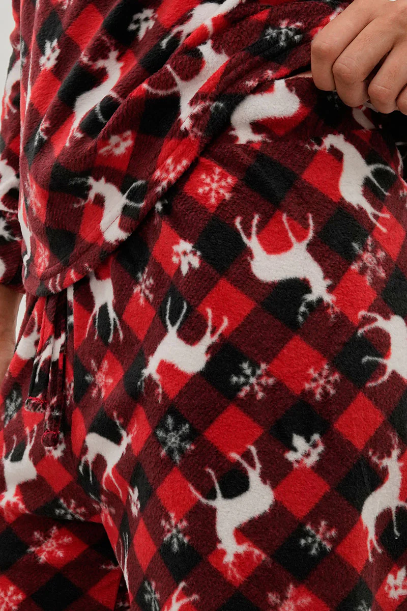 Canada Weather Gear Festive Print Wide Leg Pajama Pants - Red - Image 4