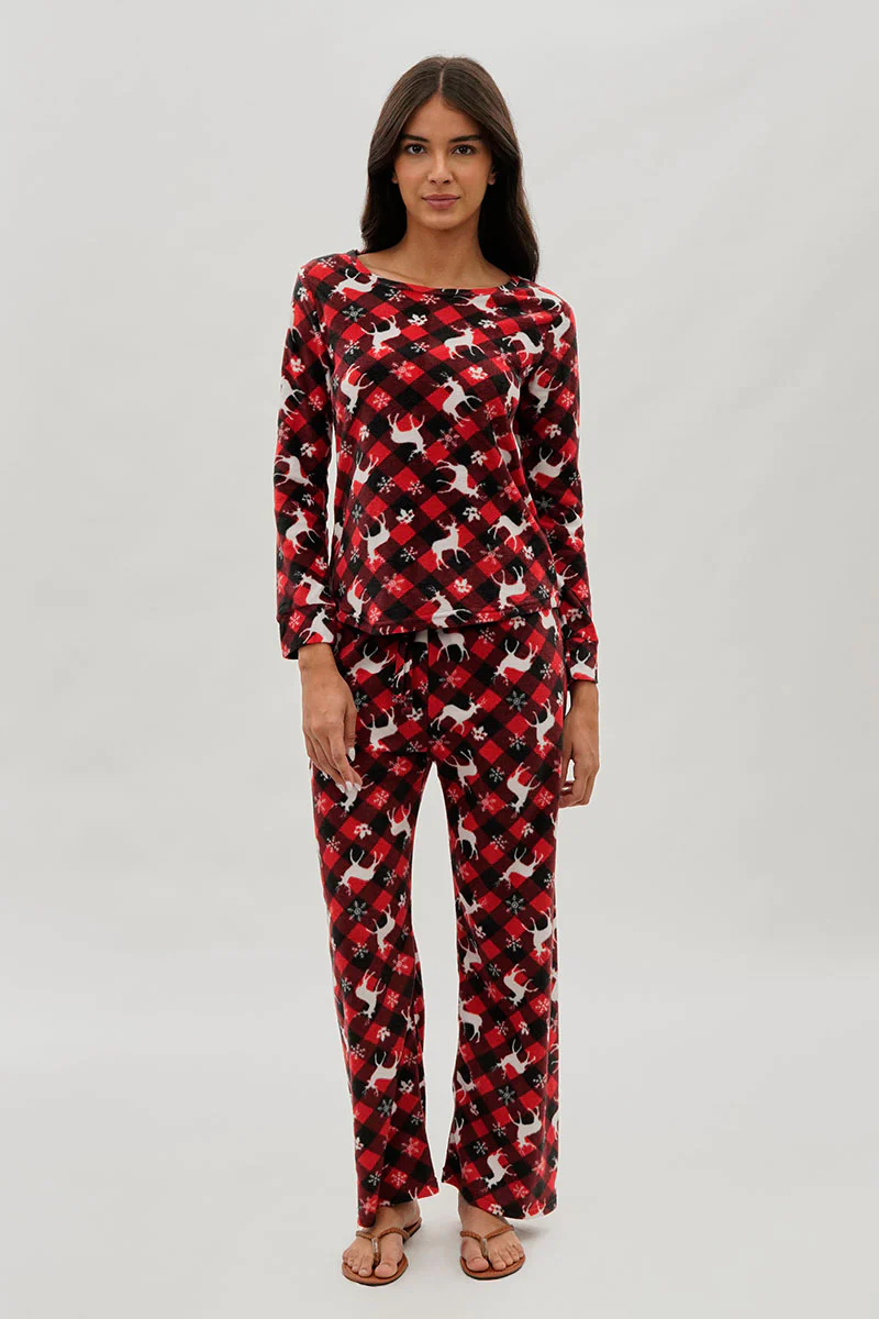 Canada Weather Gear Festive Print Wide Leg Pajama Pants - Red - Image 5