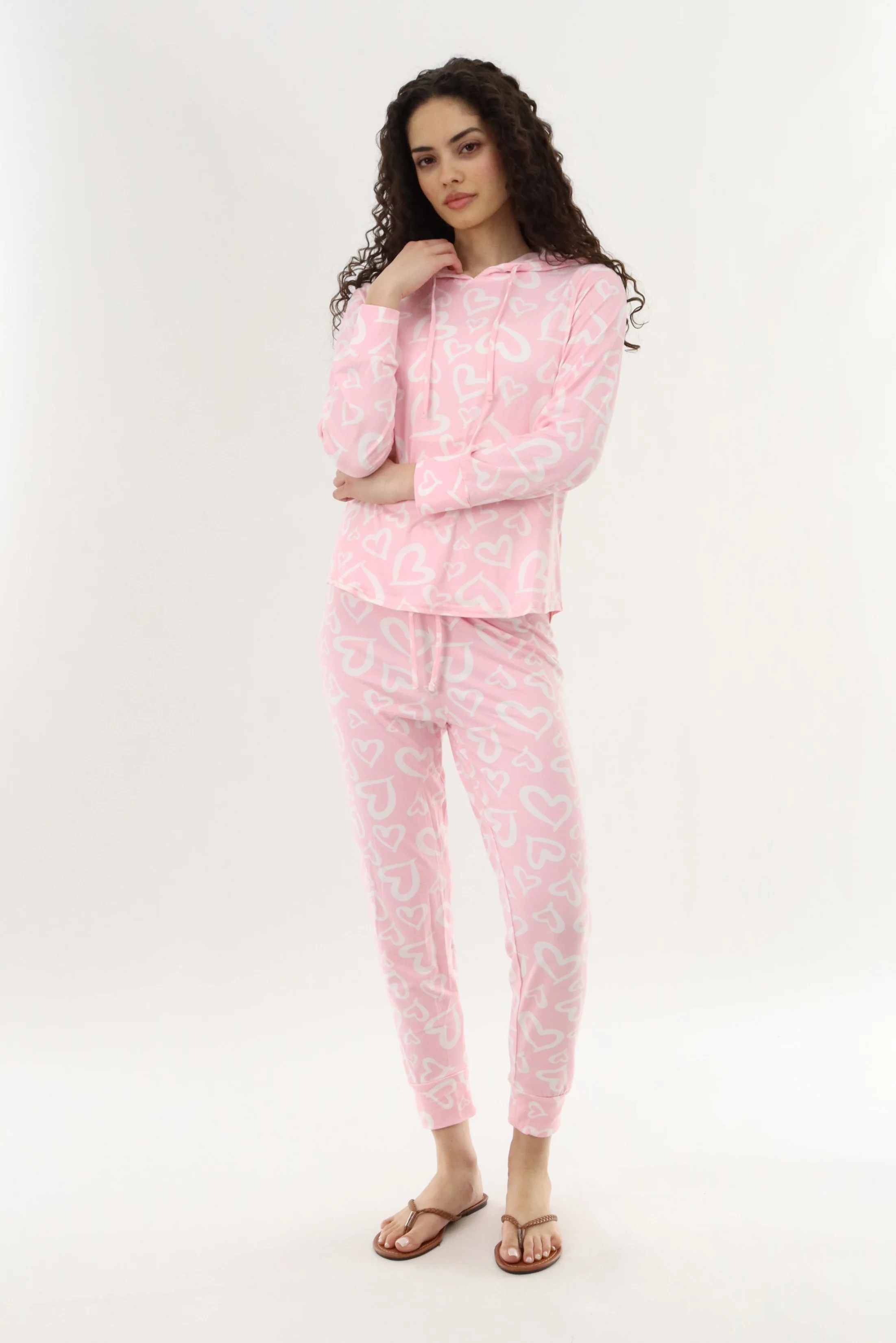 Canada Weather Gear Heart Print Jogger Pajama Pants - Pink - Image 5