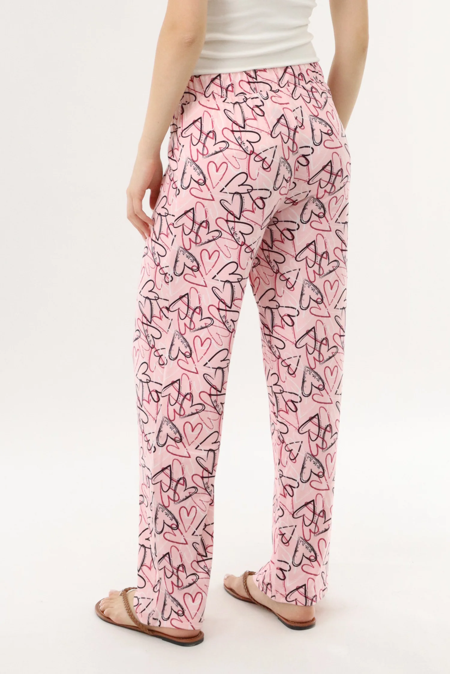 Canada Weather Gear Heart Print Long Pajama Pants - Magenta - Image 3