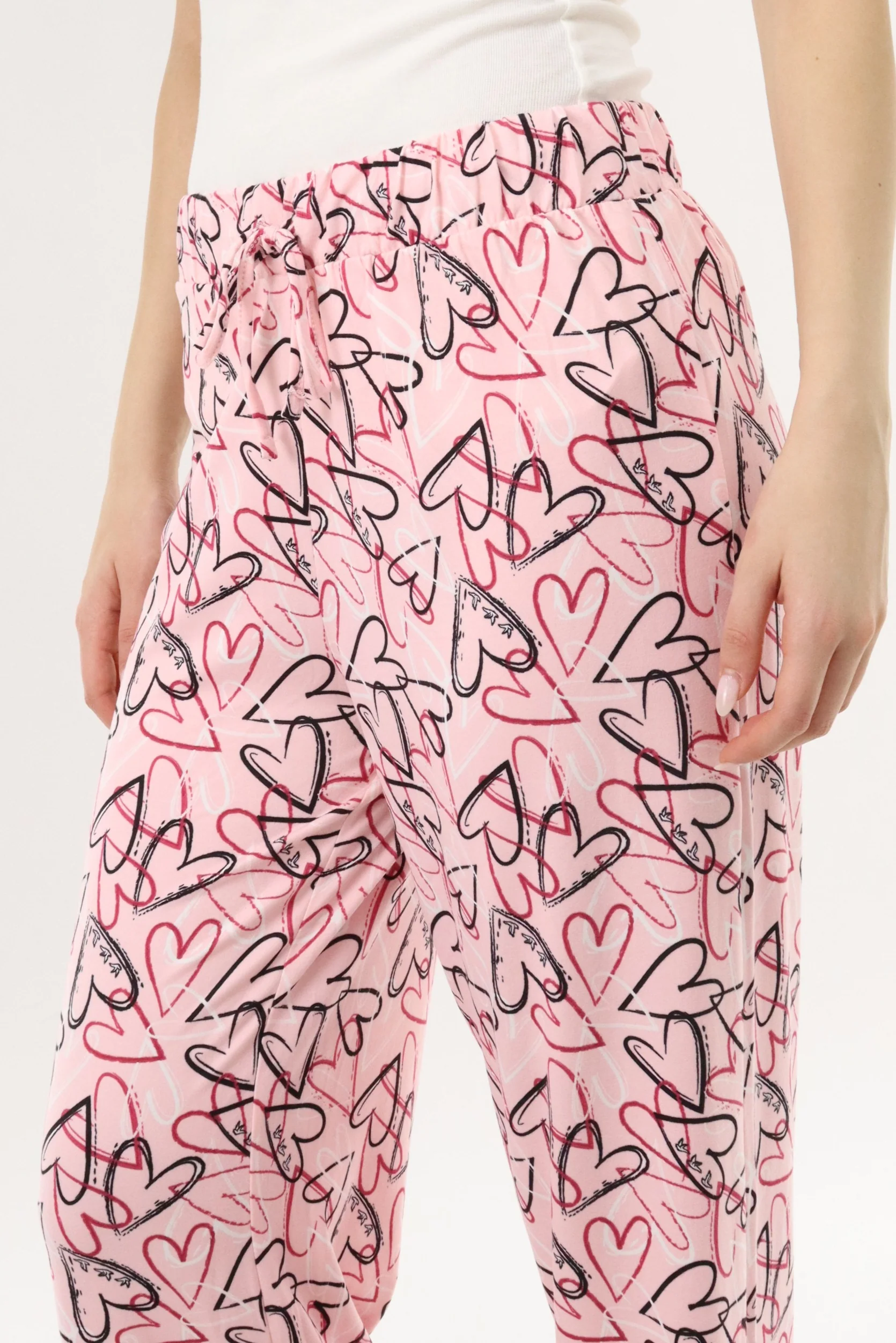 Canada Weather Gear Heart Print Long Pajama Pants - Magenta - Image 4