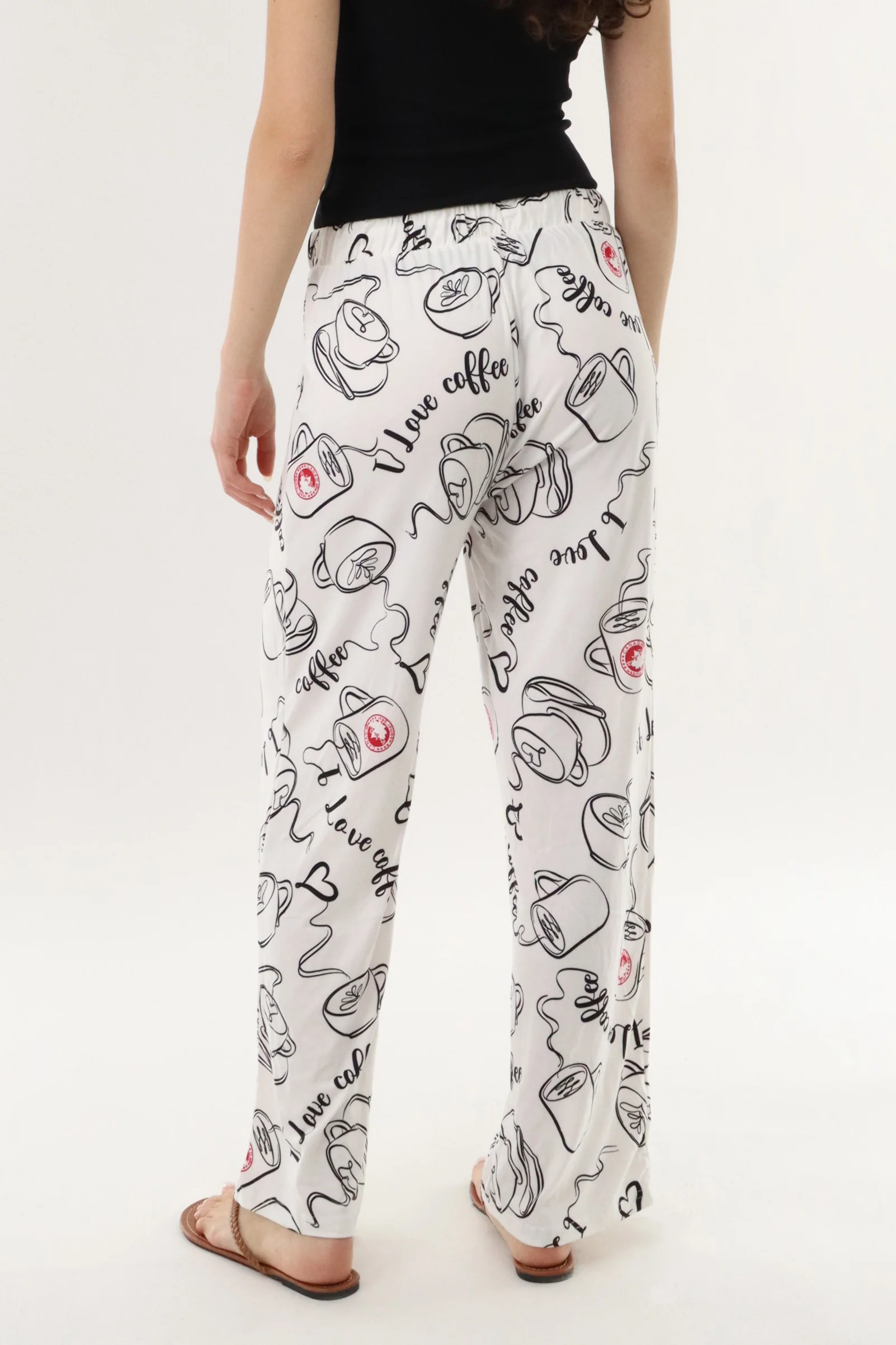 Canada Weather Gear Coffee Print Long Pajama Pants - White - Image 3