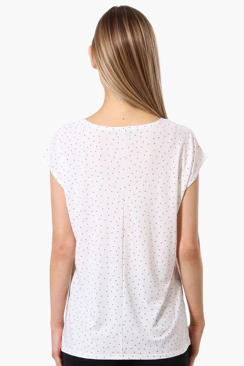 Impress Polka Dot Cap Sleeve Circle Neck Tee - White - Image 3