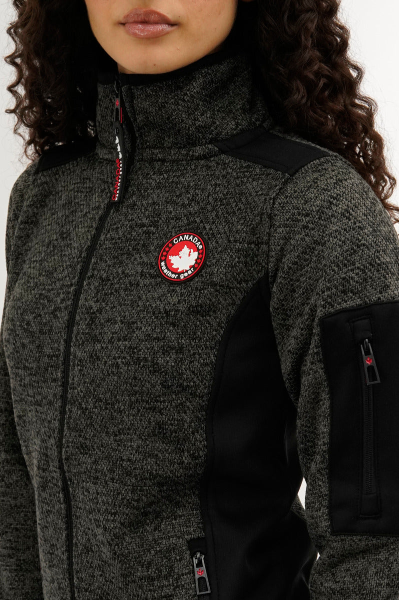 Canada Weather Gear Zip Up Sleeve Pocket Fleece Lightweight Jacket - Black - Image 4