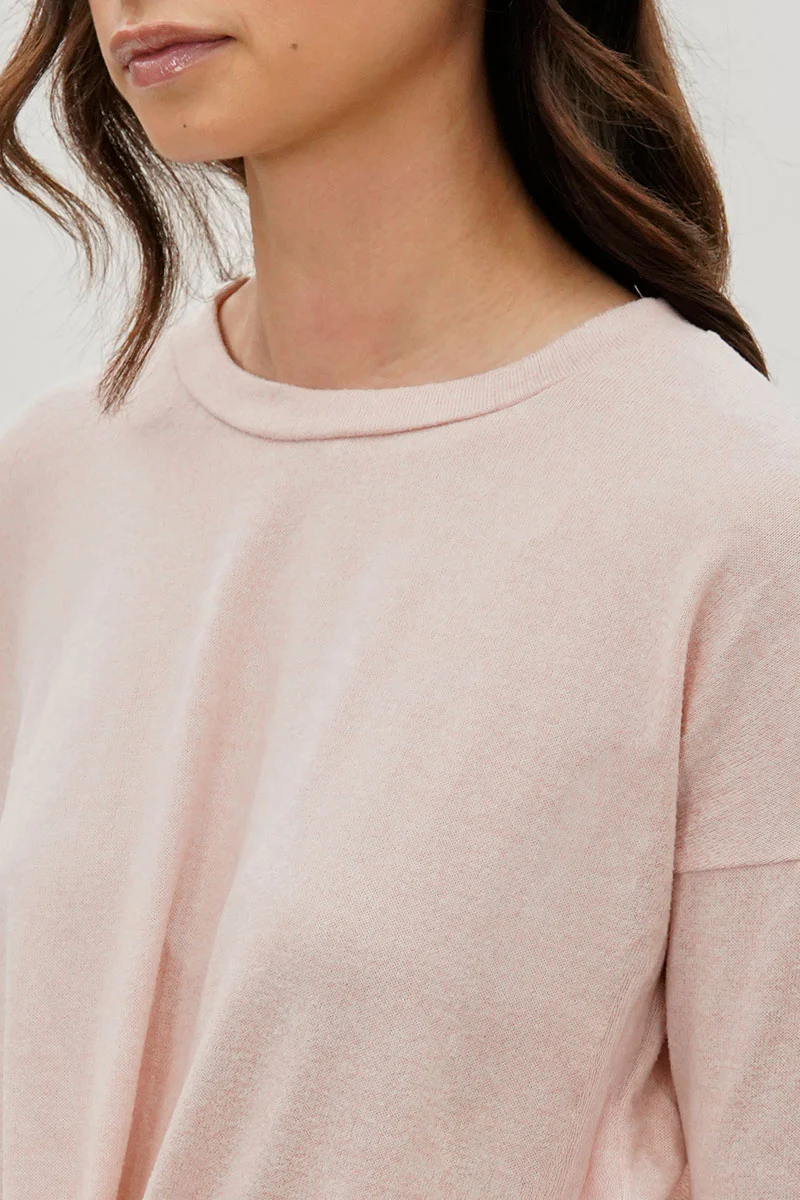 Fahrenheit Front Twist Drop Shoulder Long Sleeve Top - Blush - Image 4