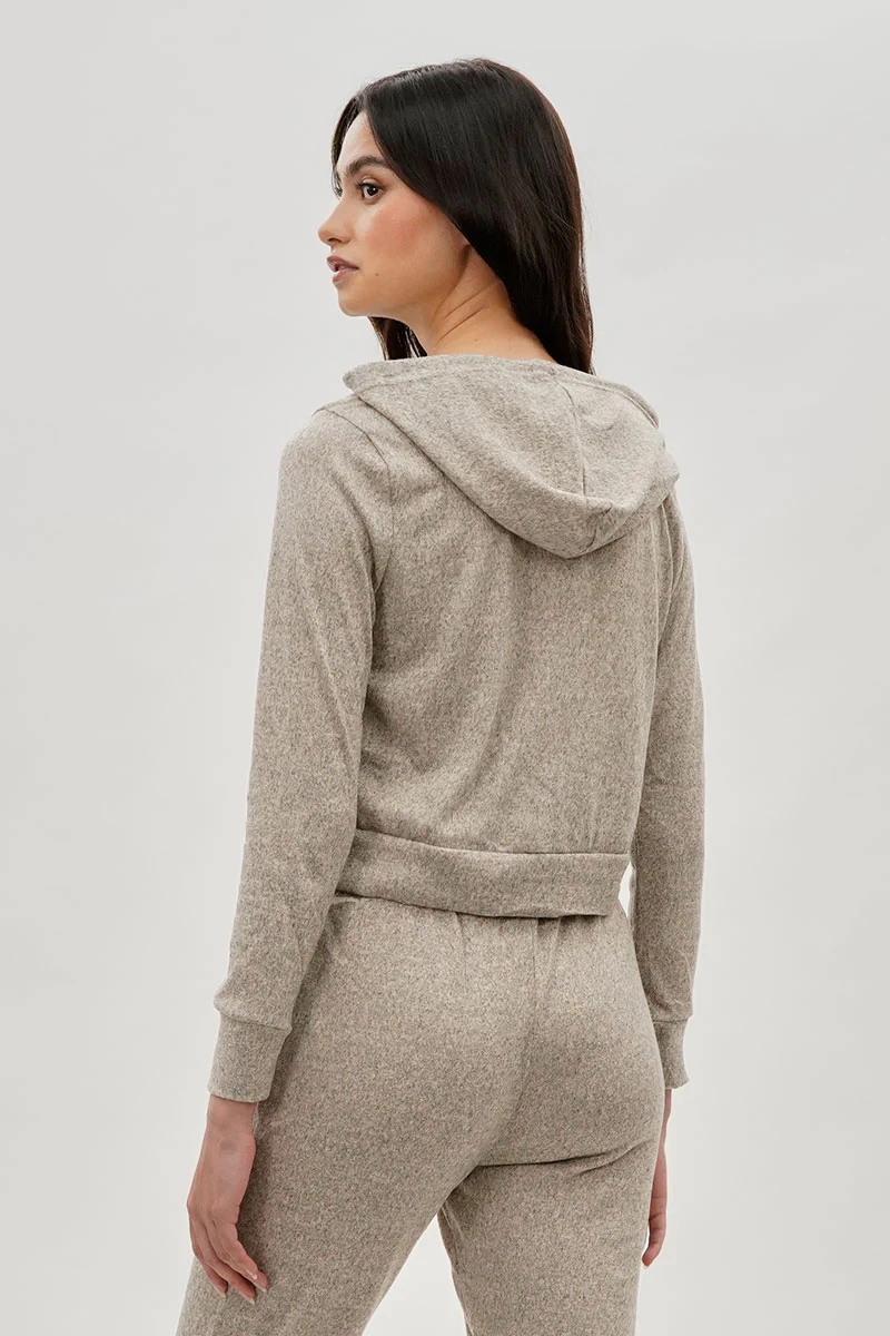 Fahrenheit Cropped Pullover Hoodie - Cream - Image 3