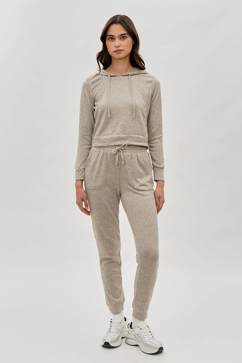 Fahrenheit Cropped Pullover Hoodie - Cream - Image 5