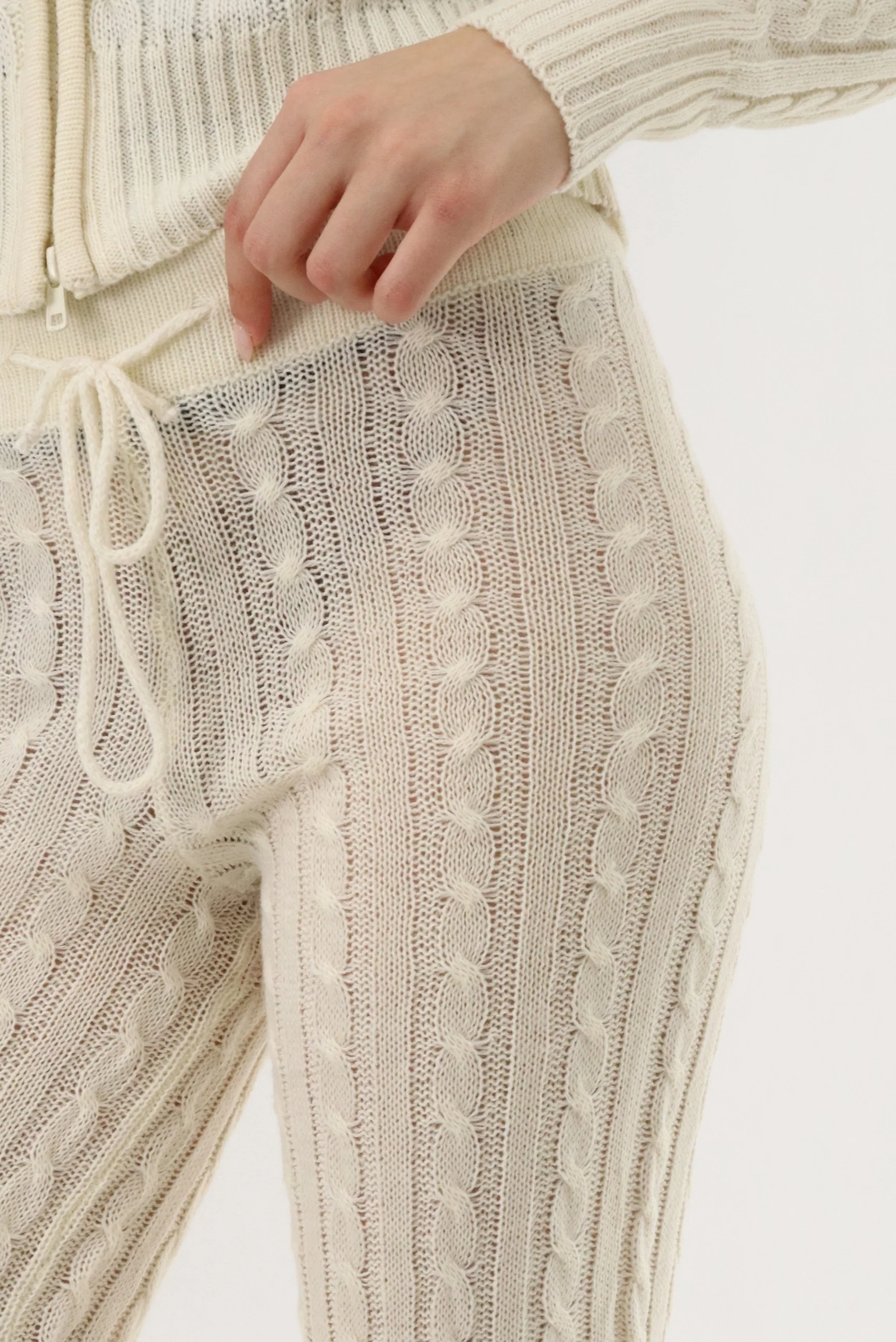 Runaway Bay Cable Knit Pants - Cream - Image 4