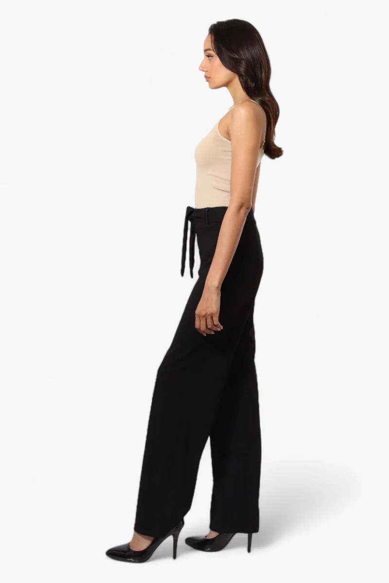 Limite Solid Belted Pants - Black - Image 3