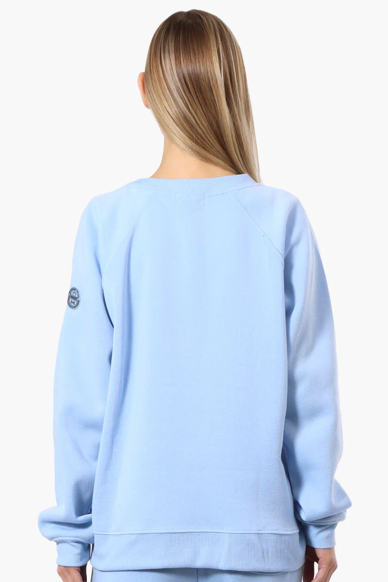 Fahrenheit London Print Fleece Crewneck Sweatshirt - Blue - Image 3