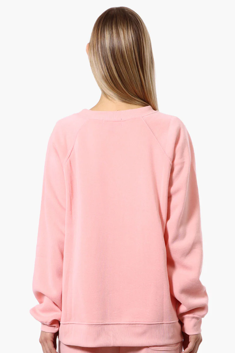 Fahrenheit London Print Fleece Crewneck Sweatshirt - Pink - Image 3